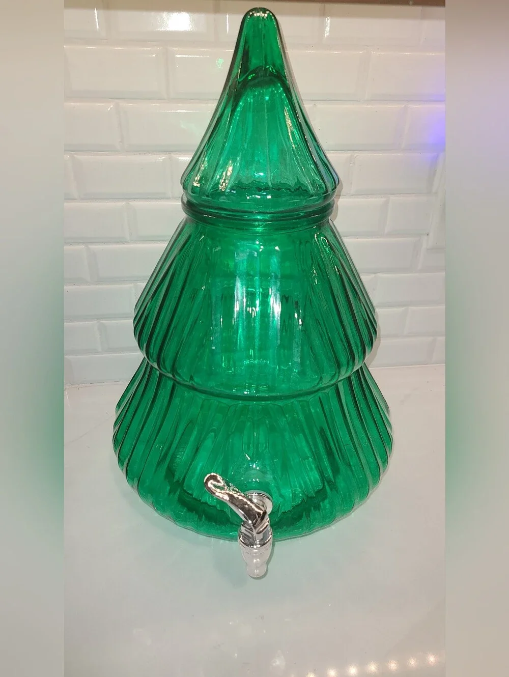 Holiday Time Green Christmas Tree Beverage Dispenser 18 Inch